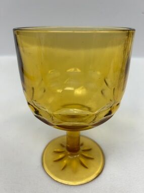 Vintage 1970’s  6” amber colour  ANCHOR HOCKING stemmed water/wine goblet